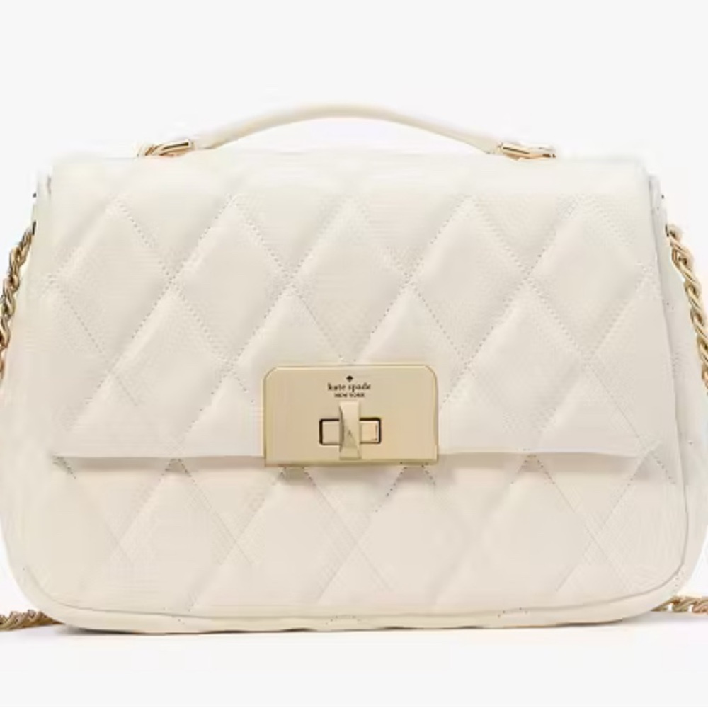 Kate Spade Carey Quilted Small Flap Crossbody - Meringue/Cream